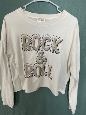 Women's Cream 'Rock & Roll' Crop Top NWT